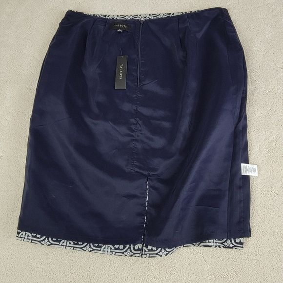 Talbots Navy/White Floral Print Pencil Skirt Sz 16 NEW - Picture 8 of 15